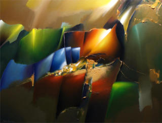 Bloemenschilderij met mooie kleuren abstract en modern